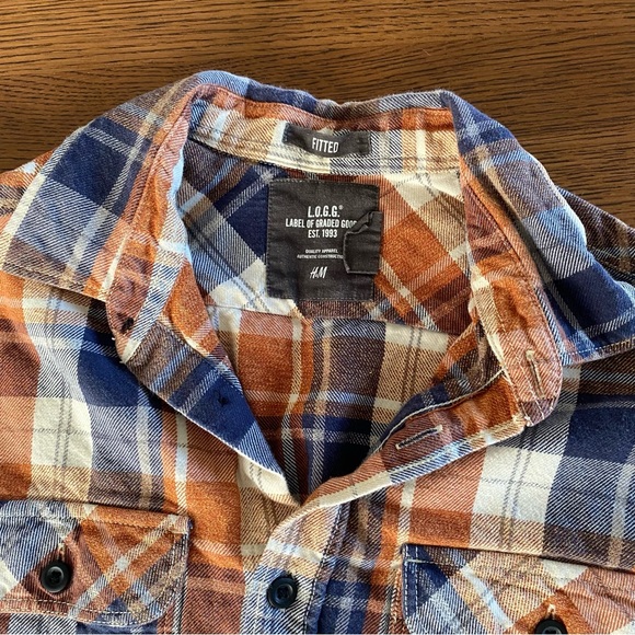 H&M Burnt Orange Fall Colors Flannel Shirt - Picture 3 of 6